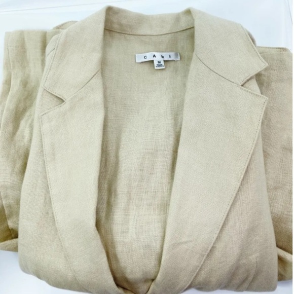 CAbi Tan 100% Linen Blazer Sz M - Picture 3 of 8